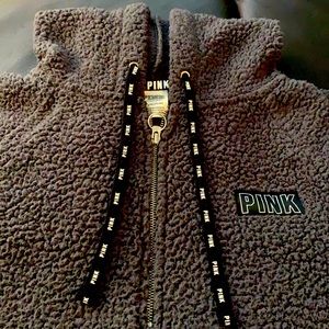 PINK- Gray Sherpa Hoodie